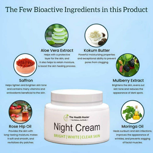 Night Cream for Bright White Clear Skin All Types